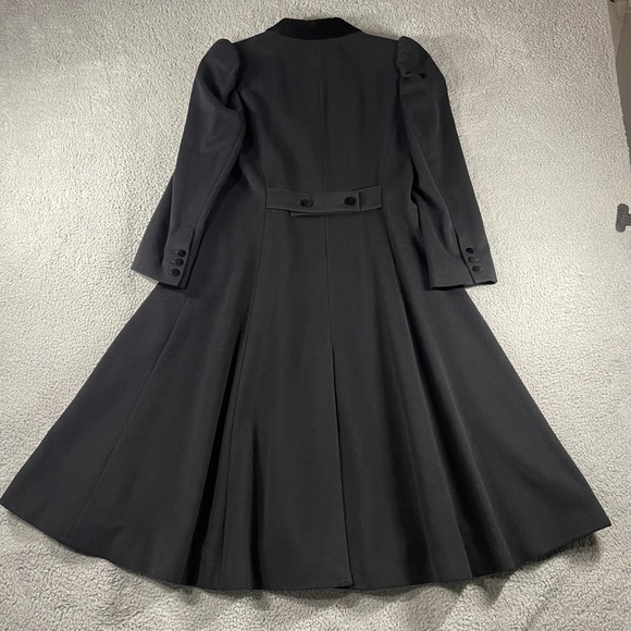 Vtg Laura Ashley Wool Coat Women 12 Full Length Double Breasted Velvet Collar - Picture 3 of 16